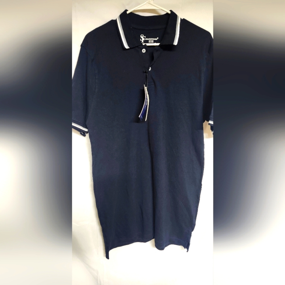 Stylish Navy Polo Shirt with White Trim